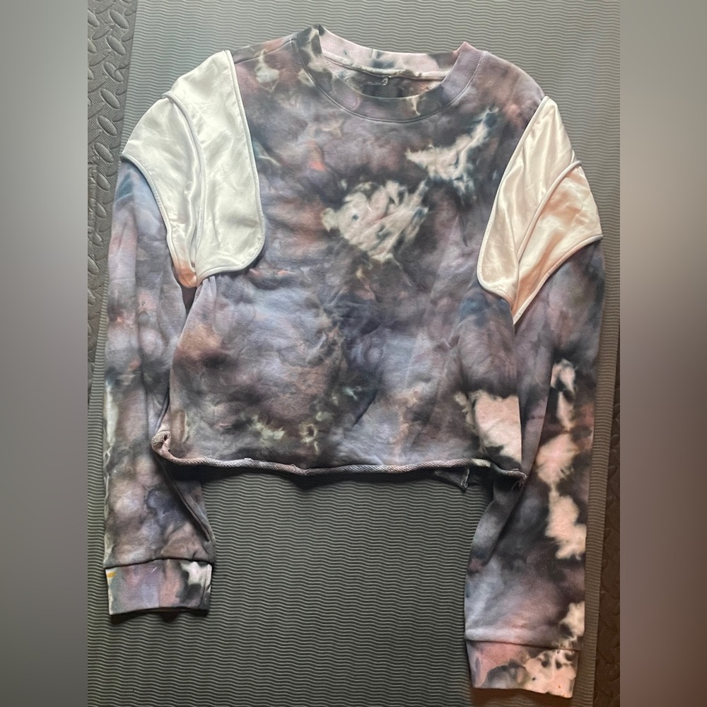 RtA Multicolor Tie-Dye Japanese Fabric Silk Contrast Pullover Crewneck
